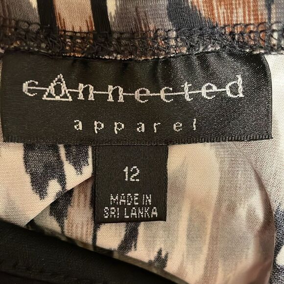 Connected Apparel Animal Print Sleeveless V-Neck Dress Brown Black Size 12 - Picture 5 of 6